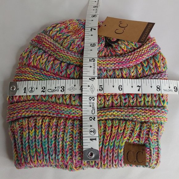 C.C BEANIE HAT VARIEGATED STRIPE MULTI ADULT - Picture 10 of 13
